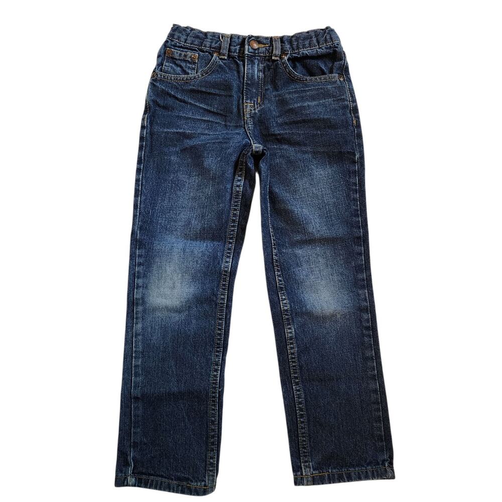 Arizona Boys Jeans Size 7 Blue Slim Straight Leg Adjustable Bands